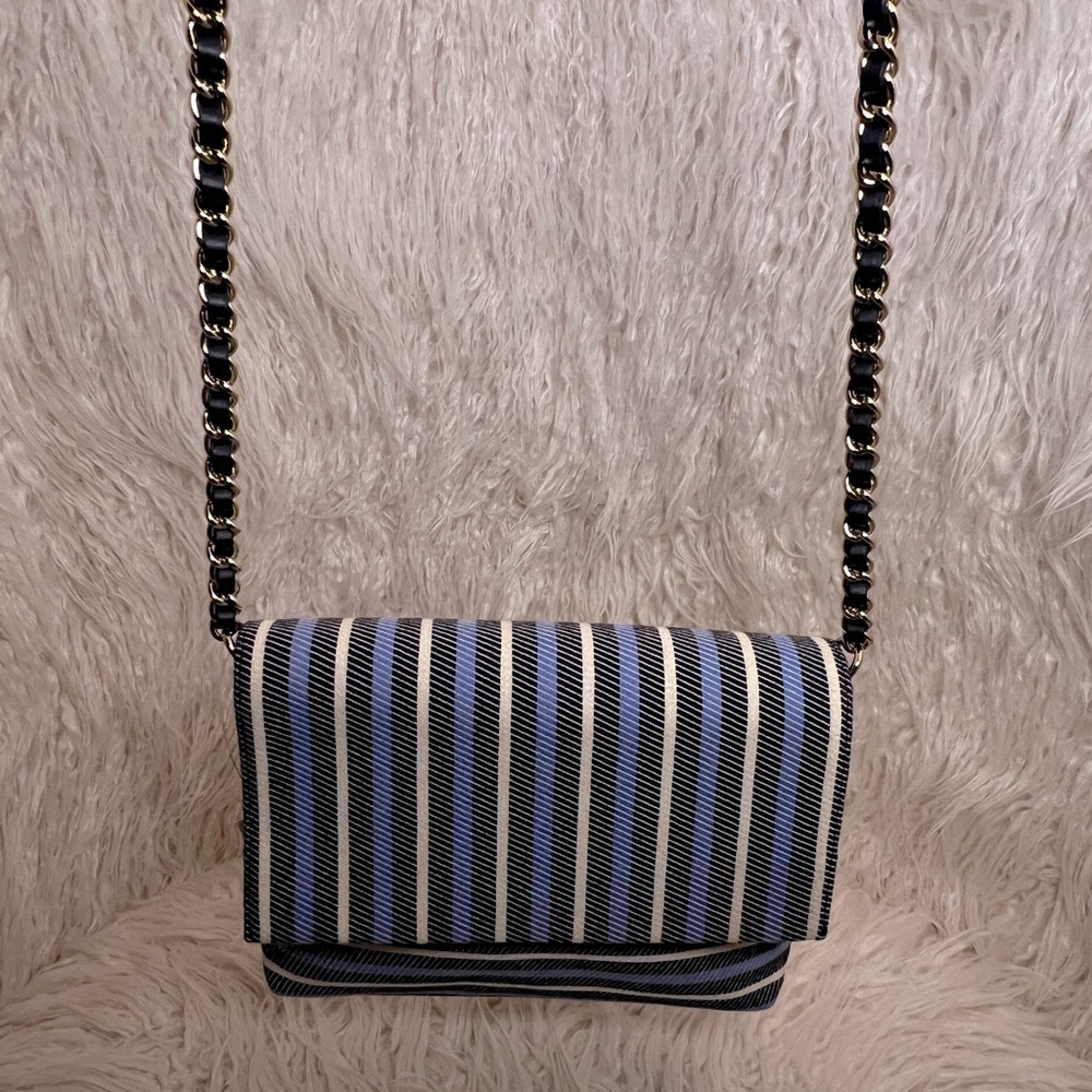 Talbots Blue, Black, and White striped, crossbody bag- new with original tags